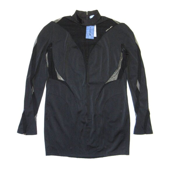 NWT Mugler x H&M Mesh-Panelled Mini in Black Sheer Cutout Dress XXL 2XL - Picture 2 of 8